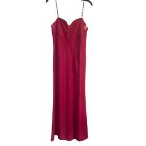 NWT VFShow Bright Pink Maxi Dress Gown Formal Chain Straps Slit Zipper Sz XL